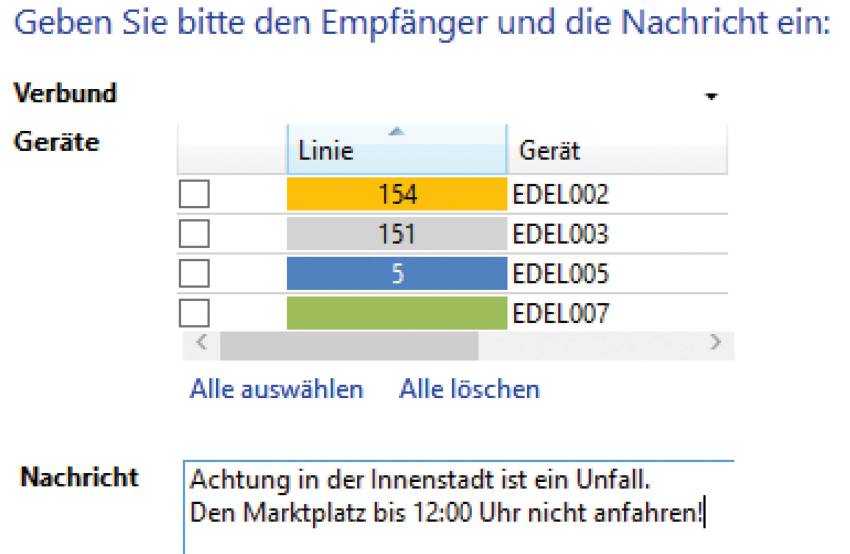 Telefon und PTT Kommunikationsfunktion - Textmeldung an Fahrer | ActionMATRIK